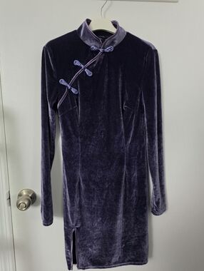 NWT Cider Midnight Velvet Dress with Braided Frog Closures